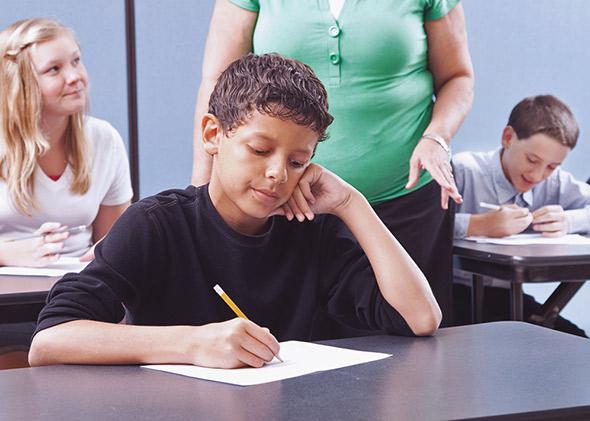 A students takes a test.